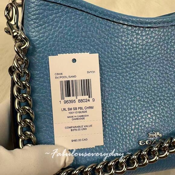 Coach Laurel Small Shoulder Bag Mirror Charm And Pouch CBI06 Pool/Sand NWT - Picture 5 of 9